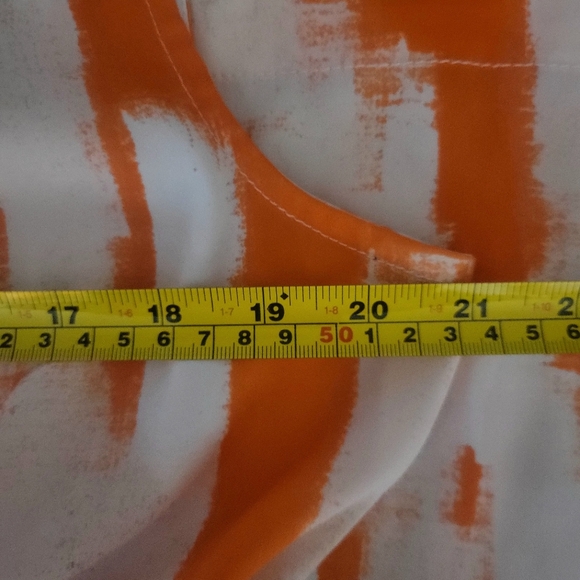 DKNY Orange/White Sleeveless Abstract V-Neck Maxi Sundress Size XL - Picture 11 of 13